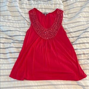 Charlotte Russe Pink Embellished Pleated Tank Top